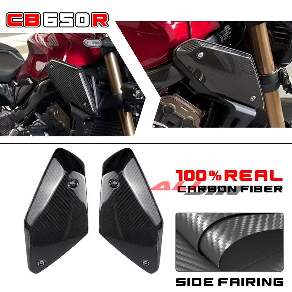 

100% Real Dry Carbon Fiber Fairing Fit Honda CB650R 2019-2023 Motorcycle Tank Side Fuel Side Fairing Frame Panel Cowling Cover