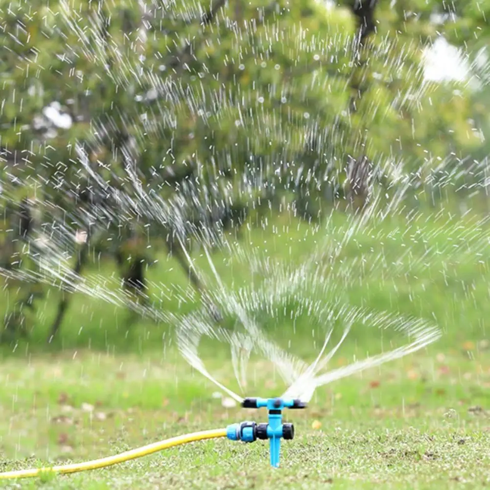 Adjustable Water Pressure Sprinkler Three-arm Garden Sprinkler 360 Degree Rotating Garden Sprinkler for Area Coverage for Plant