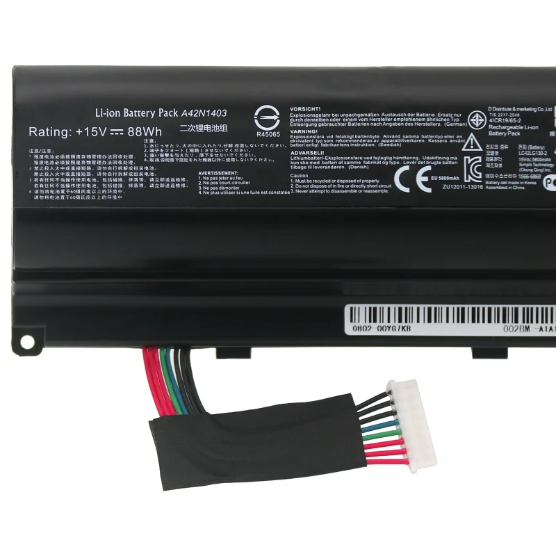 

A42N1403 Laptop Battery for GFX71J GFX71JY G751 G751J G751JT G751JM G751JY Series A42LM9H A12LM93 15V 88Wh/5800mAh