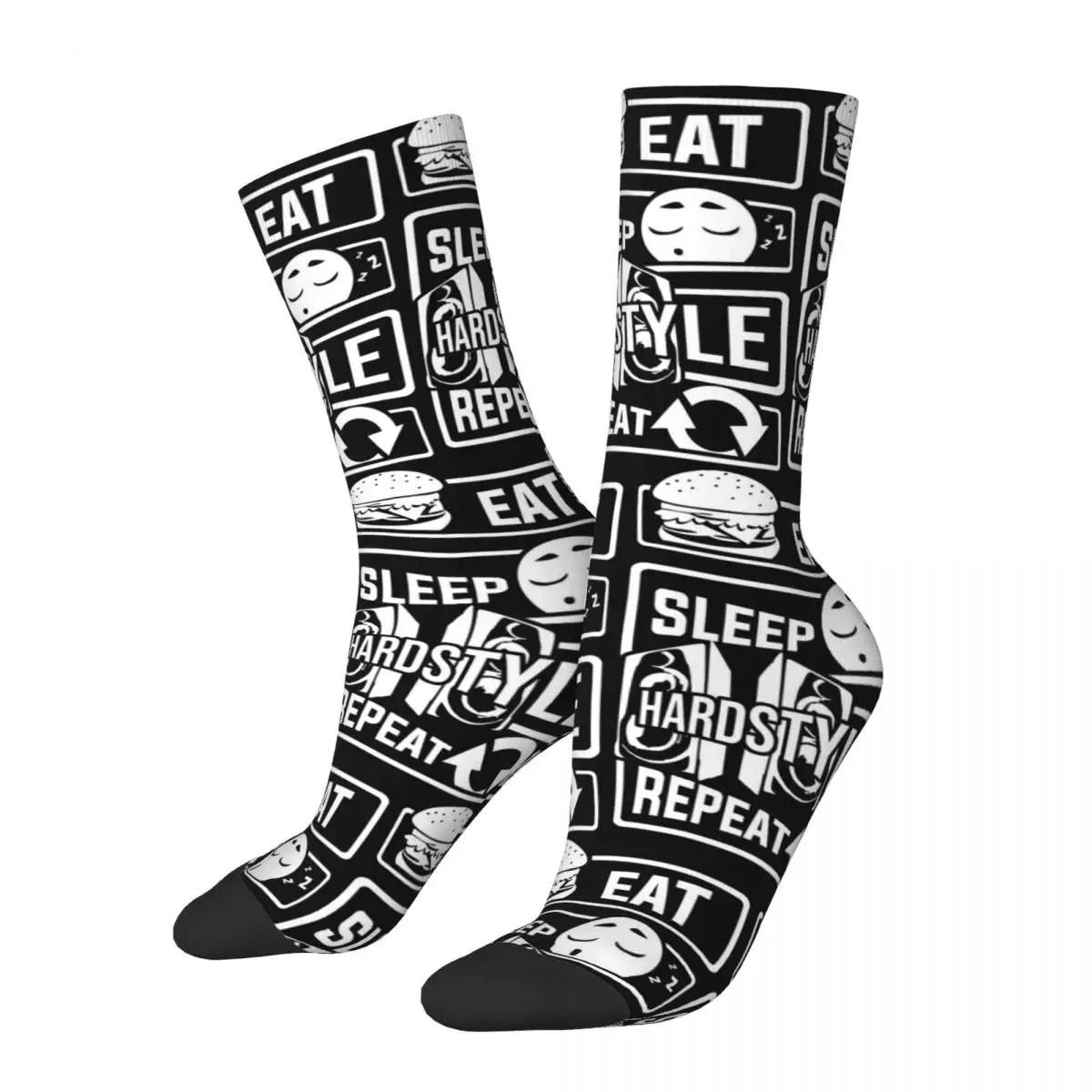 Eat Sleep Hardstyle-Calcetines de baile de fiesta de bajos repetidos, medias Harajuku de alta calidad para todas las estaciones, calcetines largos para regalos Unisex