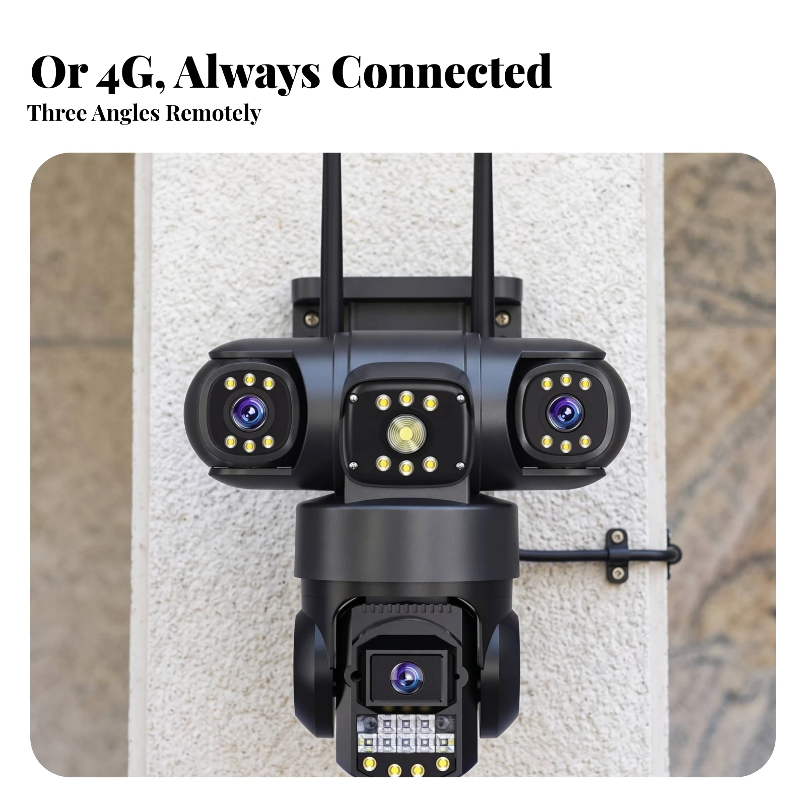 Three-Screen Security Camera Waterproof Triple-Lens Security Camera Hardwired Instant Alerts for Homeowners, Courtyard, Driveway