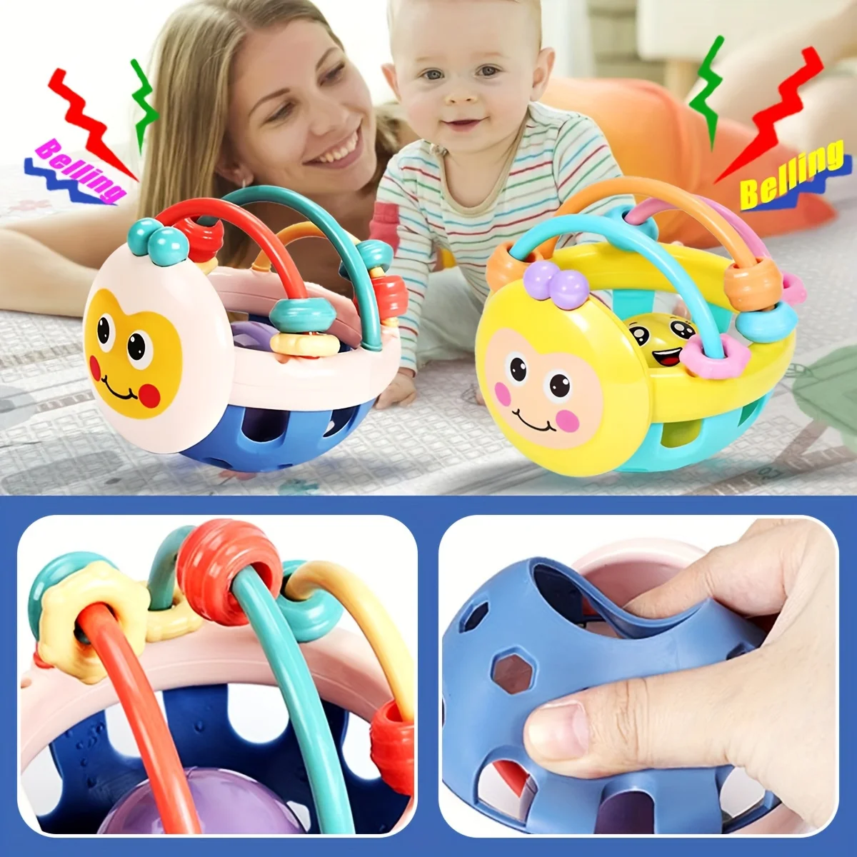 동물 모양 벌 모양 다채로운 딸랑이 & 감각 발달 치발기 (아기 및 유아용), 다기능 감각 학습 장난감 (영유아용)