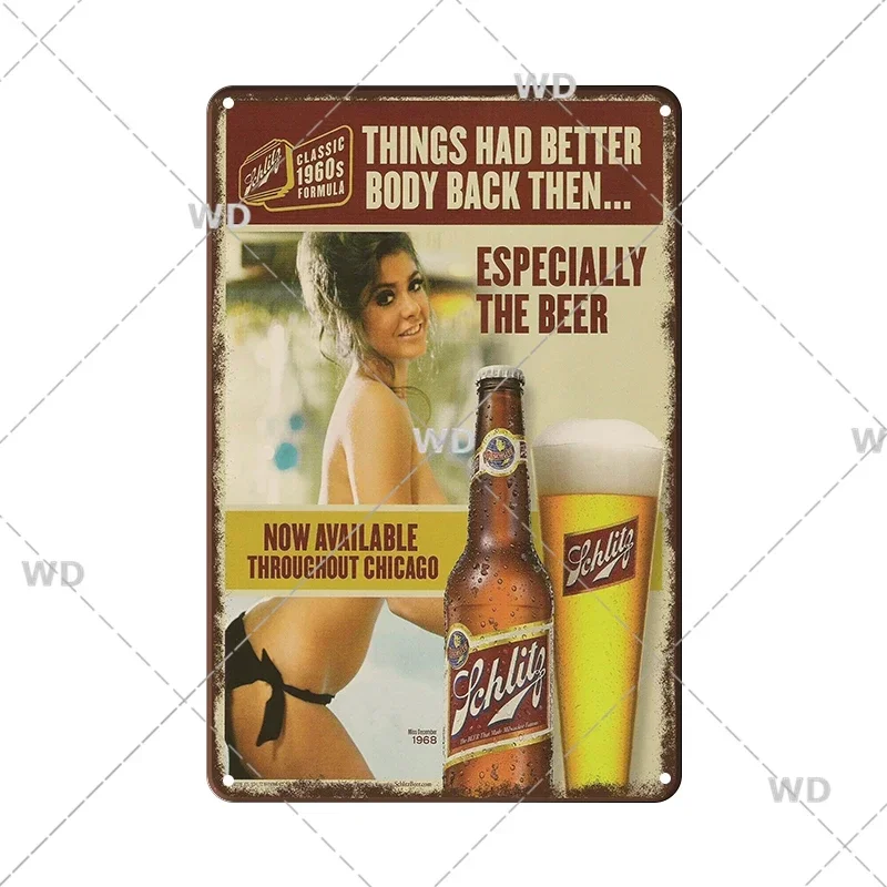 

Pin Up Sexy Girl Retro Vintage Metal Tin Sign Beer Advertising Metal Plaque Plate Poster Signs For Bar Club Man Cave Wall Decor
