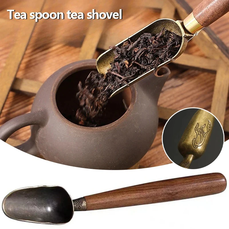 Vintage Ebony Tea Spoon Solid Wood Handle Teaspoon Retro Tea Scoops KongFu Tea Ceremony Accessories Coffee Bean Shovel Gift