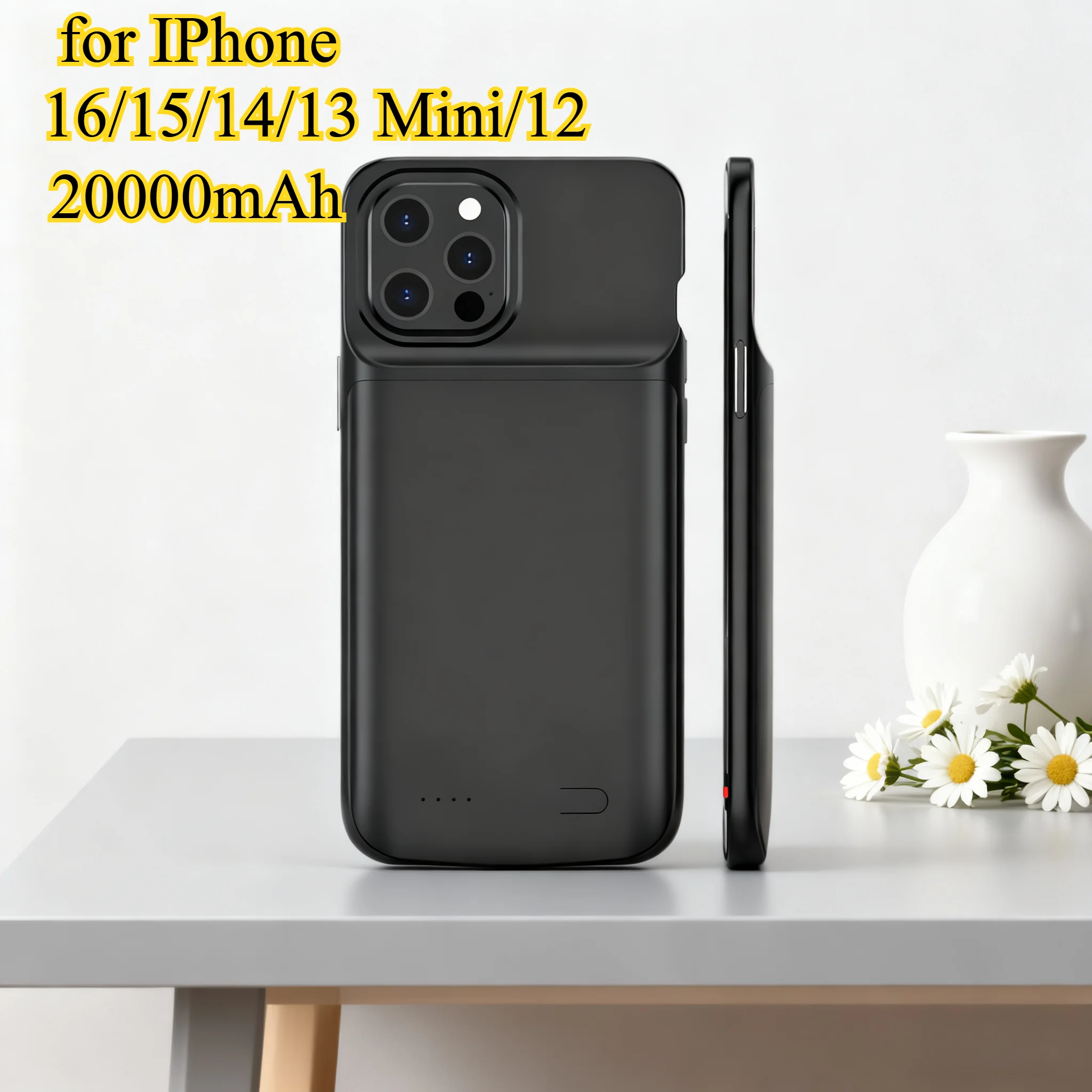 20000mAh Ultra-Thin Magnetic Power Bank Case for IPhone 16/15/14/13 Mini/12 Pro Max - Wireless Charging Portable Battery Cover