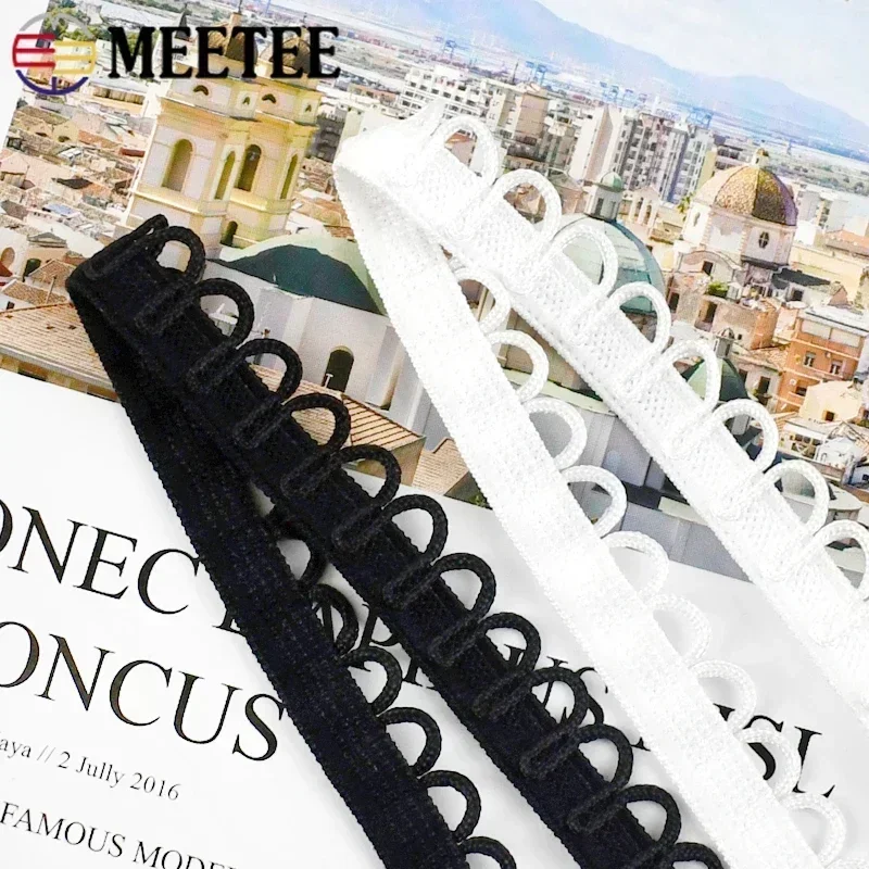 2/5/10M Nylon Elastic Band U-shape Loop Buttonhole Collar Button Wedding Dress Lace Ribbon Trim Strap DIY Sewing Accessories