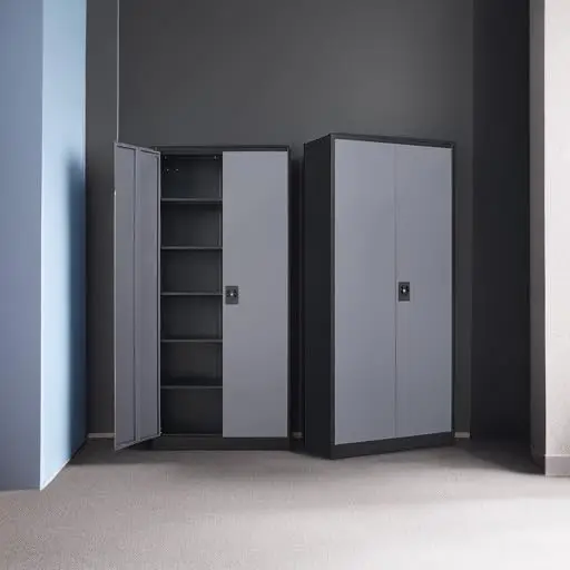 Metal Storage Cabinet with Locking Doors, Black Garage Lockable Steel Cabinets with 4 Doors and 5 Shelves for Home