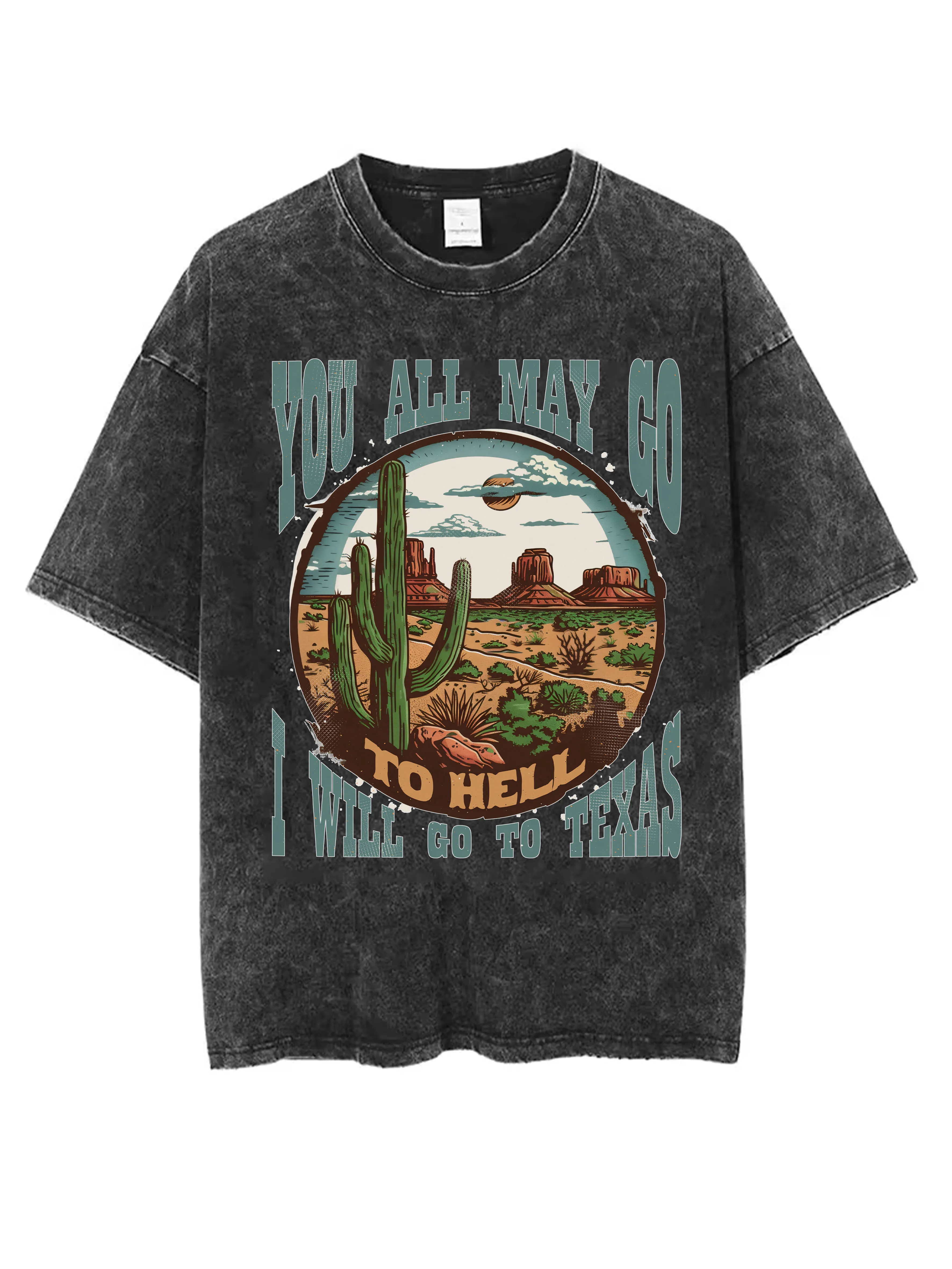 

You May All Go to Hell I Will go to Texas You re the Dummy I Chose Черная потертая футболка с круглым вырезом для женщин Идеально подходит для зимы