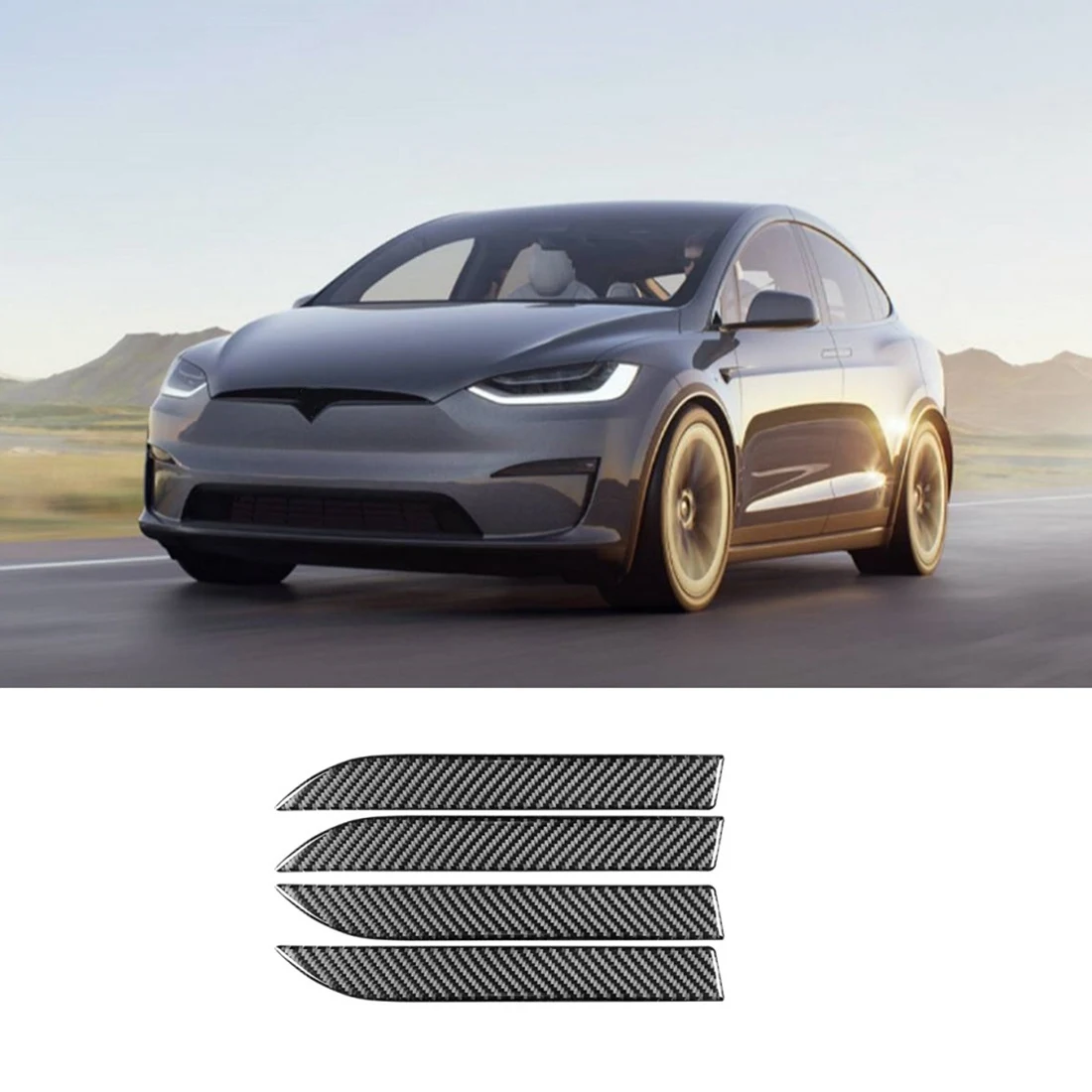 

Reliable-For Tesla Model X 2014-2022 Carbon Fiber Exterior Door Handle Panel Cover Trim Car Sticker Decoration Accessories
