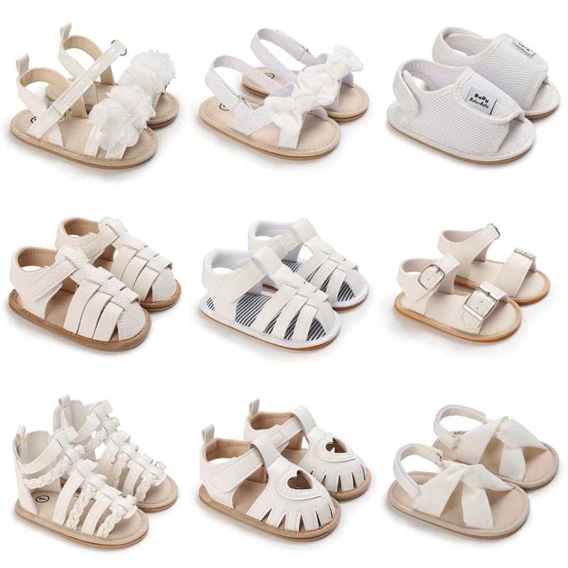 New Baby Shoes Summer Boy Girl Breathable Sandals Toddler Flats Shoes Soft Rubber Sole Anti-Slip Bowknot Crib First Walker Shoes