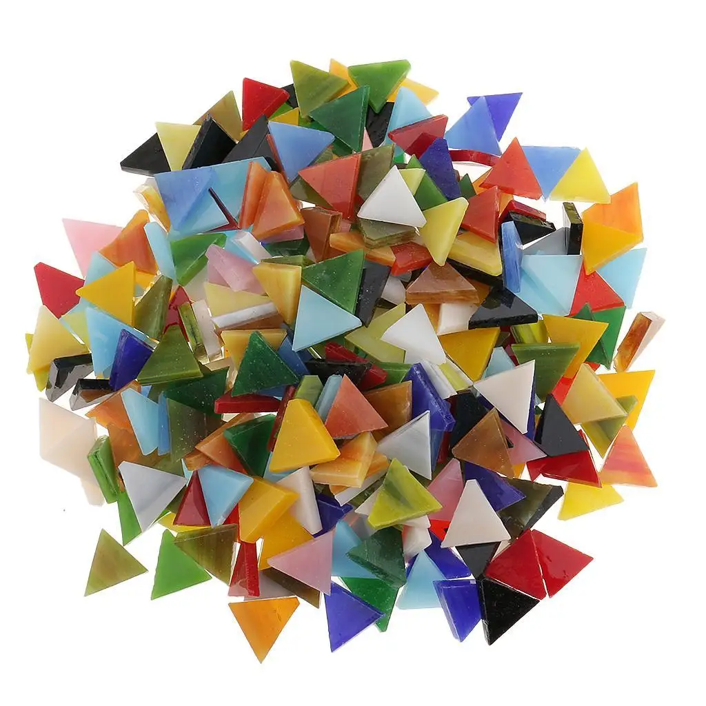 2x300 Pieces Assorted colorful glass Mosaic Tiles for crafts 12mm Triangle