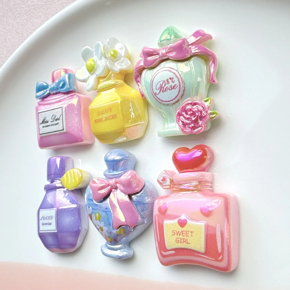 10pcs Kawaii Perfume Bottle Resin Cabochons Flat Back Acrylic Cabochons Scrapbooking DIY Jewelry Craft Decoration Accessories