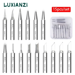 LUXIANZI 15PCS Lead Free Soldering Iron Tips Set 900M 936 Solder Tip K/SK/3C/B/IS/I/2.4D Welding Head Soldering Tools Branding