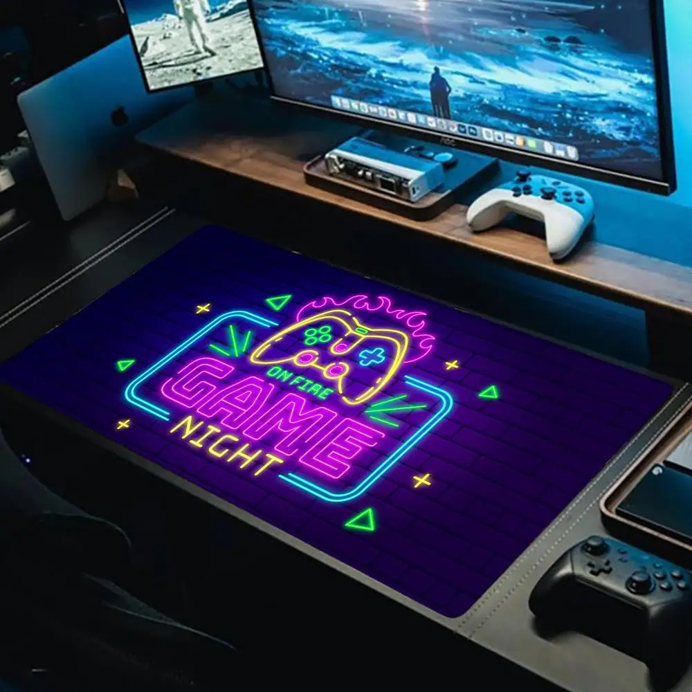 

Неоновый коврик для мыши с рисунком геймпада, большой игровой аксессуар, XXL, Ruber, настольные коврики, HD, нескользящий коврик для компьютерной клавиатуры, длинный коврик для мыши для ноутбука