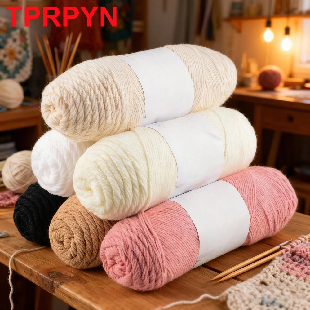 Hilo de algodón de leche para tejer a mano, hilo de ganchillo acrílico, muñeca de ganchillo, suéter, bolsa, manta, zapatilla, 200g, 1 ud.