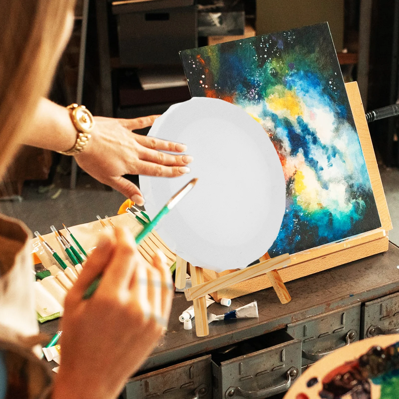 

5Sets Mini Canvas Easel Oil Painting Tools Art Drawing Canvas Practical Design for Various Uses Mini Canvases for Painting