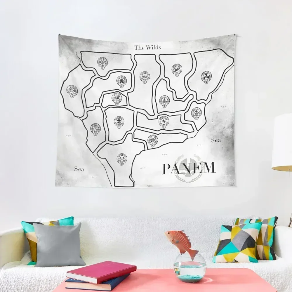 

The Hunger Games map of Panem with all Districts Tapestry Decoration For Home Room Decorating Aesthetic Tapestry