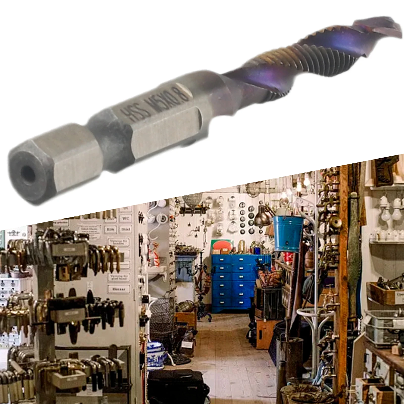 

6 размеров, 2 шт., 1/4 дюйма, сверлильный метчик с шестигранным хвостовиком, набор высокоскоростных стальных бит, метрический винт, составной метчик, резьба M3 4 M5 M6 M8 M10, инструмент для метчиков