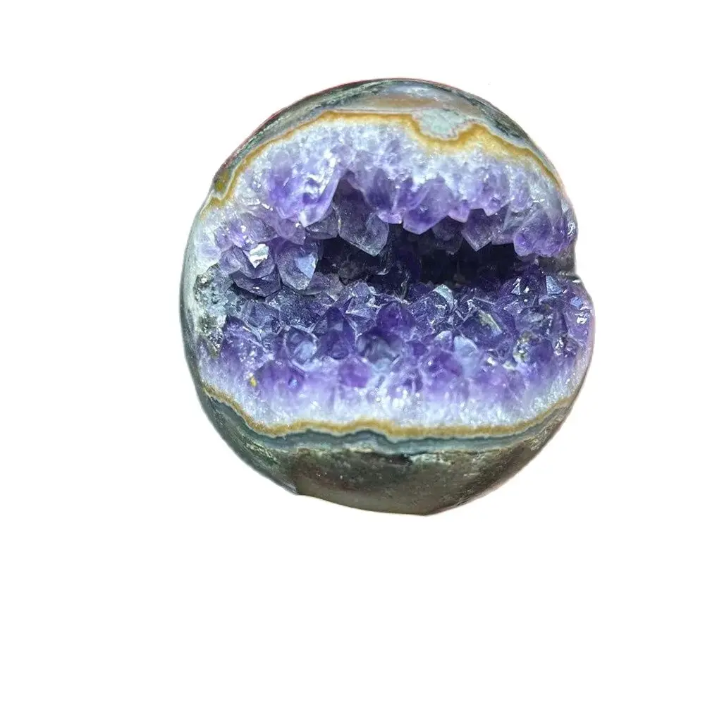 Premium Quality Crystals Healing Gemstone Natural Purple Amethyst Druzy Geode Ball For Sale