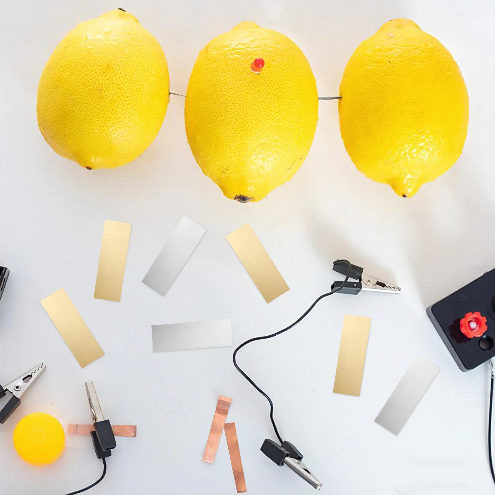 10 أزواج من شرائط النحاس الزنك شرائط متينة للفاكهة DIY لوازم التجربة تعليم الكيمياء الفيزيائية