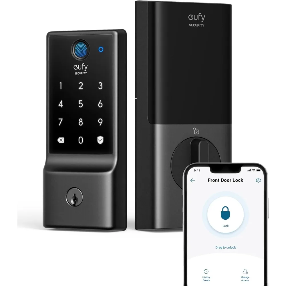 Smart Lock C220, Fingerprint Keyless Entry Door Lock, Built-in Wi-Fi, App Remote Control, Front Door Smart Lock Deadbolt, 8Mont