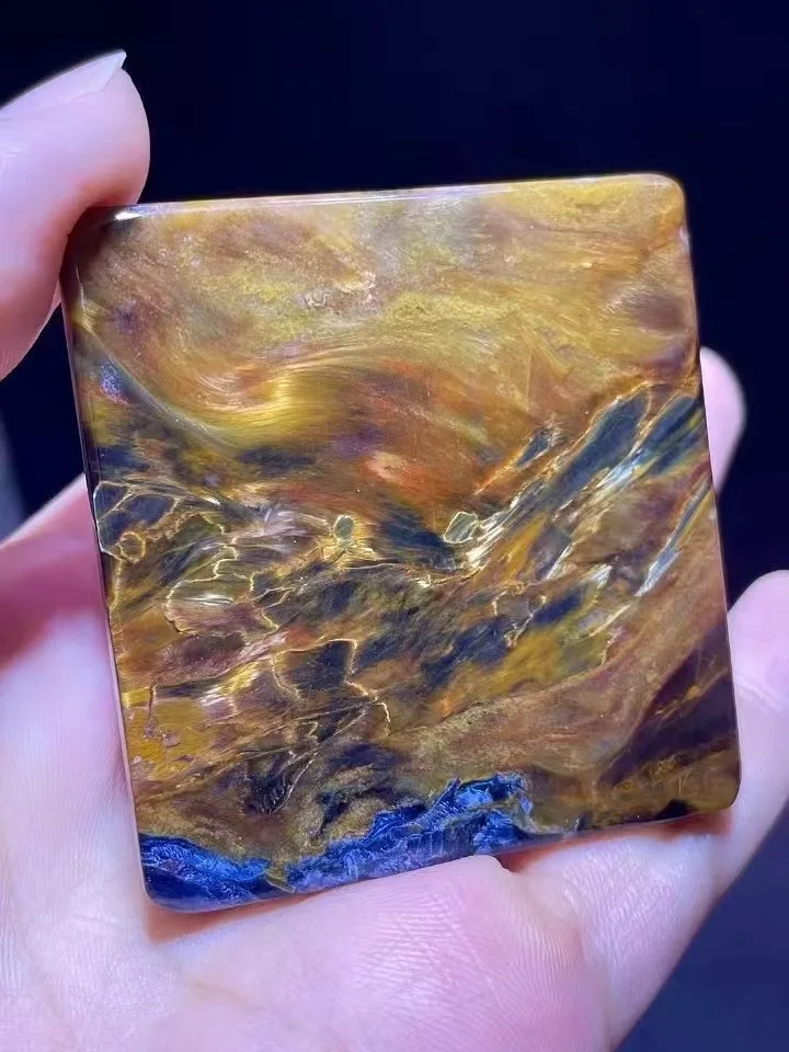 

Natural Blue Yellow Pietersite Rectangle Pendant 52.8/50/5.9mm Women Men Pietersite Namibia Necklace Jewelry AAAAAA