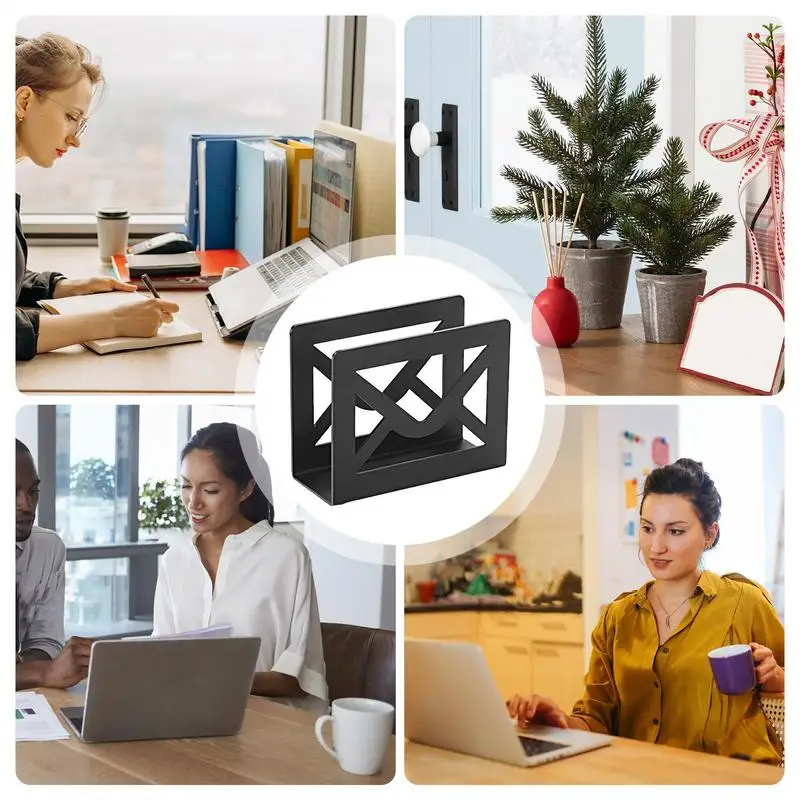 Mail Holder For Desk Black Letter Holder Desk Sorter Desktop Letter Organizer Document Storage Rack Modern Cutout Envelope