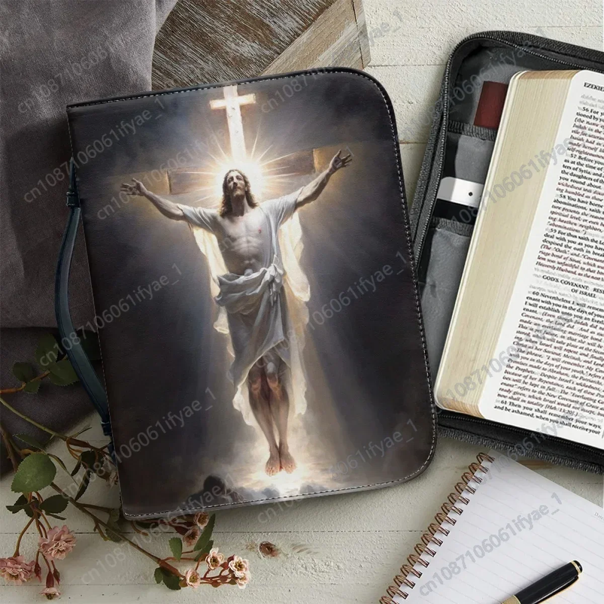 

Women's Genuine Leather Bible Bag Jesus Graphic Print Handbags for Ladies Christianity Portable Study Book Holy Storage Boxes