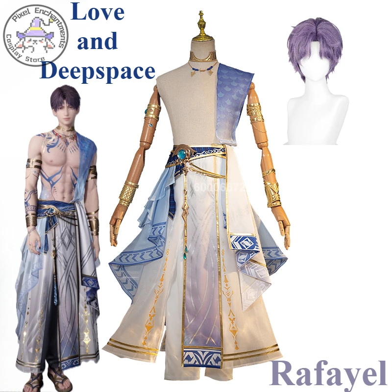 

Love and Deepspace Game Rafayel God of the Tides Cosplay Costume Wig Combats Uniform Dress Men Halloween Party Role Play Outfit