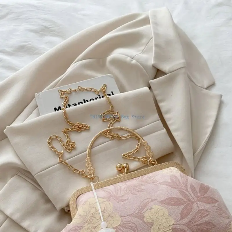 

340D Chinese Handbag Purses Sweet Shoulder Bag Clutches Purse with Kiss Lock