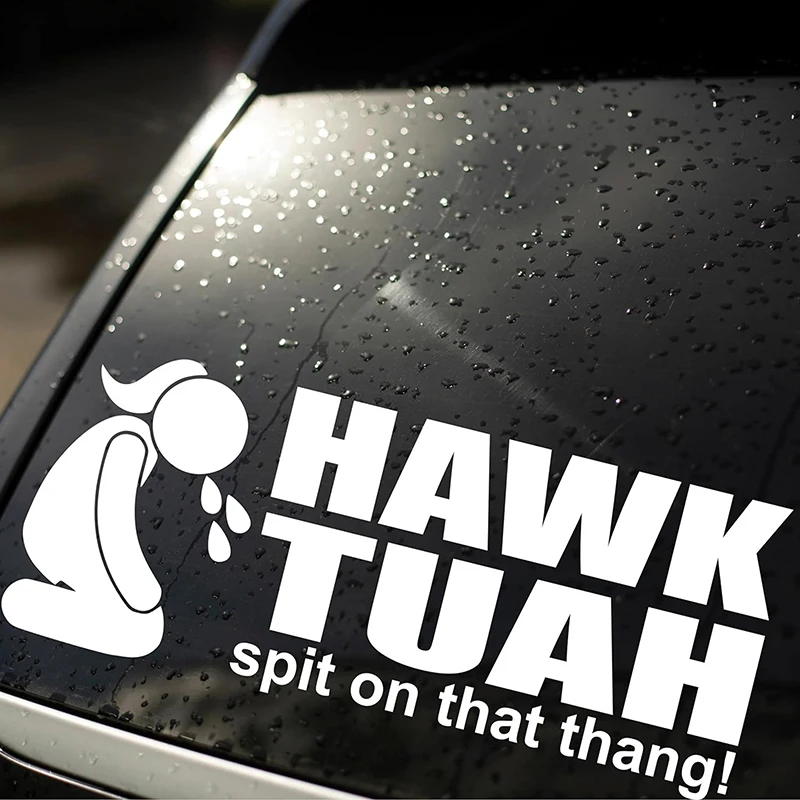 Hawk Tuah lidah sticker vinil anak perempuan, stiker vinil virus lucu untuk mobil, truk, kotak, Laptop tahan air stiker mobil