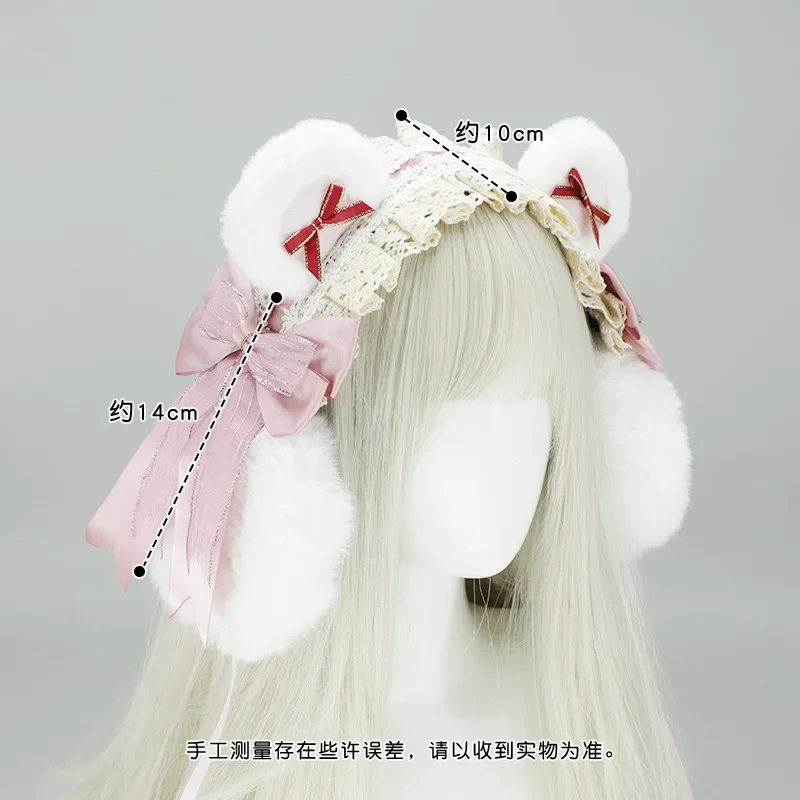 Original Lolita cute headband warm multi-purpose headband bear ear earmuffs autumn winter warm Earmuffs