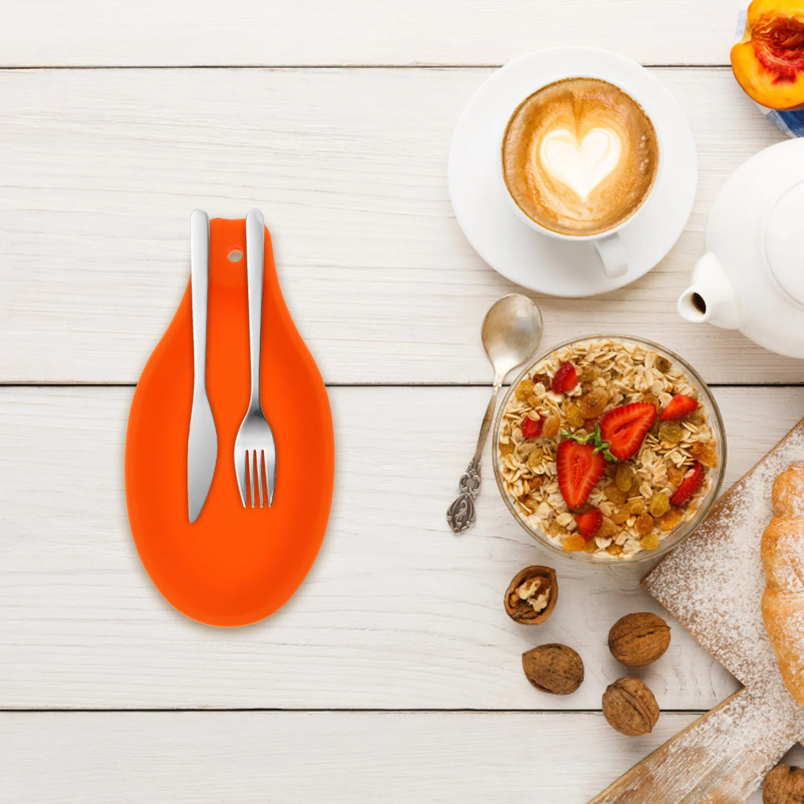 

2Pcs Silicone Spoon Rest Mats Heat Resistant Spoon Holders Kitchen Utensil Storage Pads Counter Spatula Holder Soup Ladle