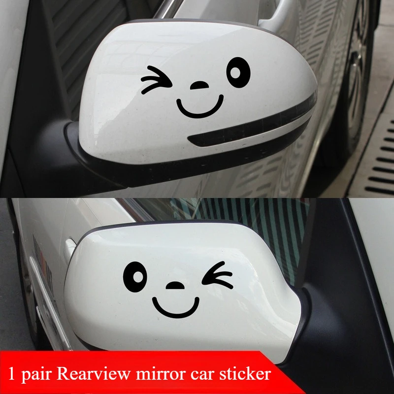 

1 pair Reflective Cute Smile Car Sticker Rearview Mirror Sticker Car Styling Cartoon Smiling Eye Face Sticker Decal For All Car