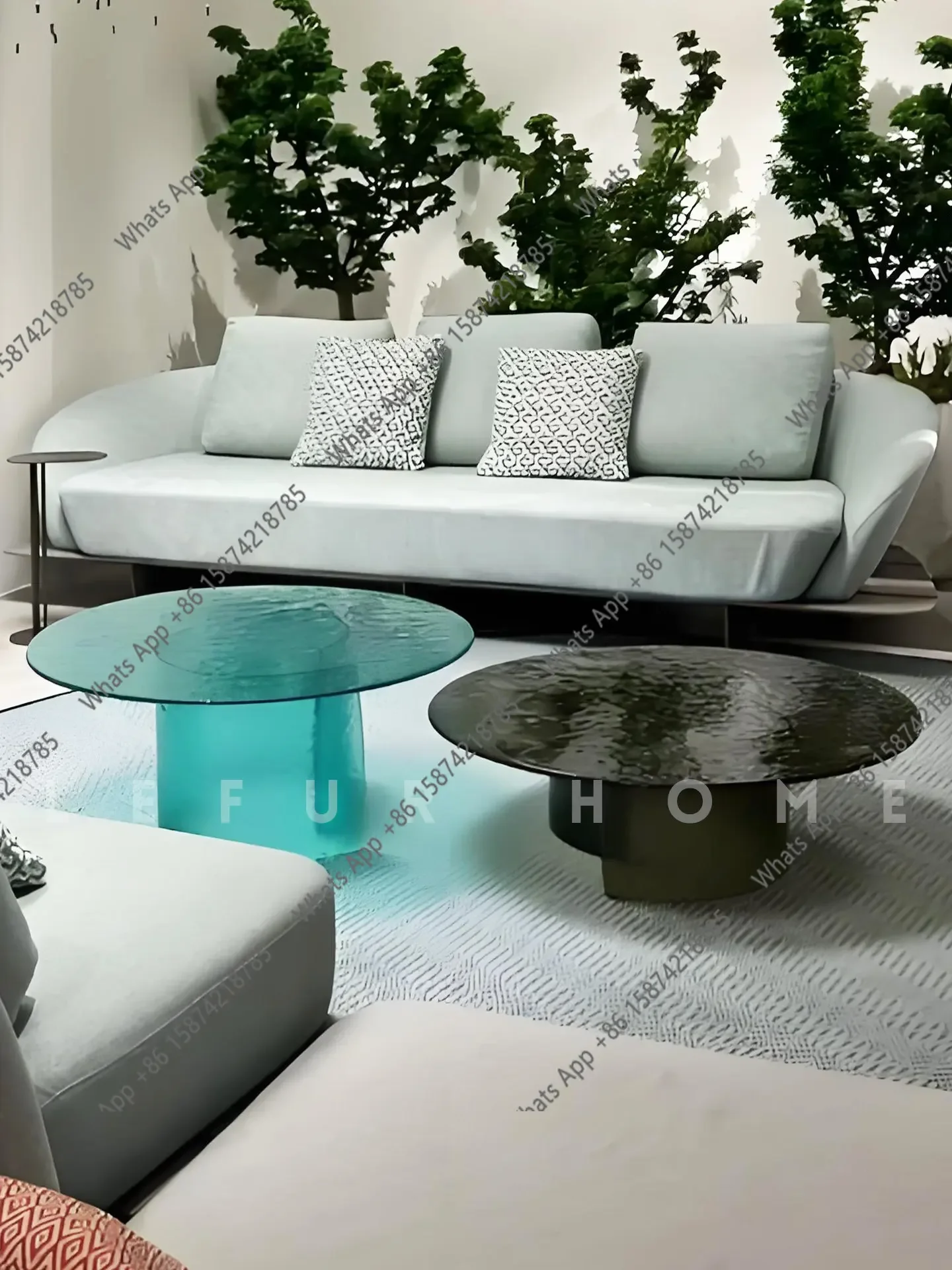 

X69 Coffee Table Living Room Italian Minimalist Hot Melt Glass Modern Simple Large Flat Round Sofa Side Table