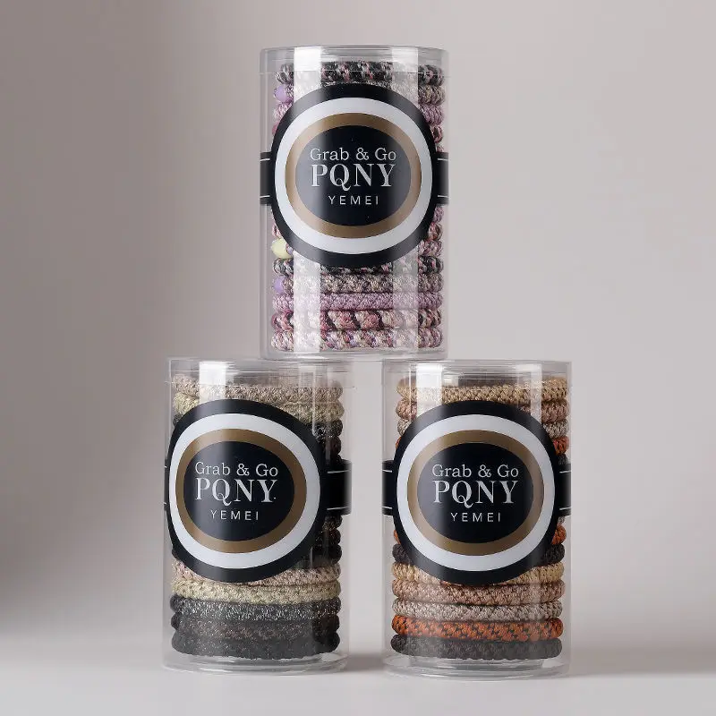 

15 Pack Grab&Go Pony Tube- 15 Pack Ponytail Holder Hair Ties Thick No-Crease Bands with Strong Hold, Damage,Earthy Neutral Blend