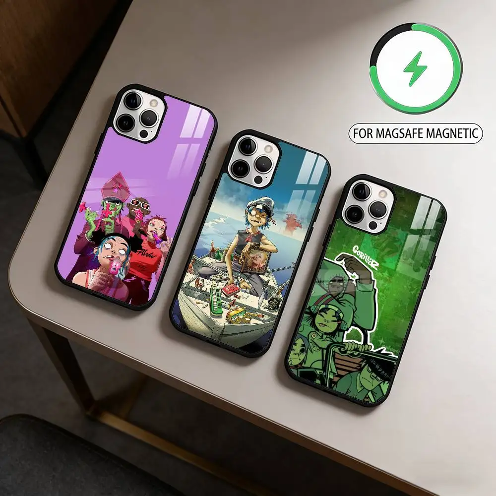 

A-Anime G-Gorillaz Magnetic For Magsafe Wireless Charging Phone Case For iPhone17,16,15,14,13,12,11 Plus,Pro Max