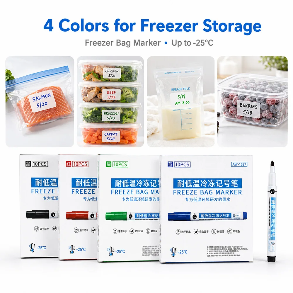 4/5/8/10 Pcs Low Temperature Freezer Marking Pen Waterproof Fade-Proof Quick Dry Marker Storage Bags Cryotube Glass Marking Pens