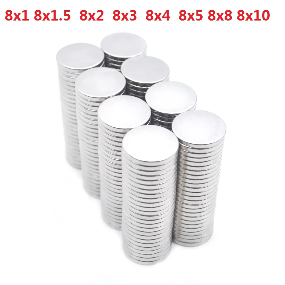 

100Pcs N35 Round Magnet 8x1.5 mm Neodymium Magnet Permanent NdFeB Super Strong Powerful Magnets