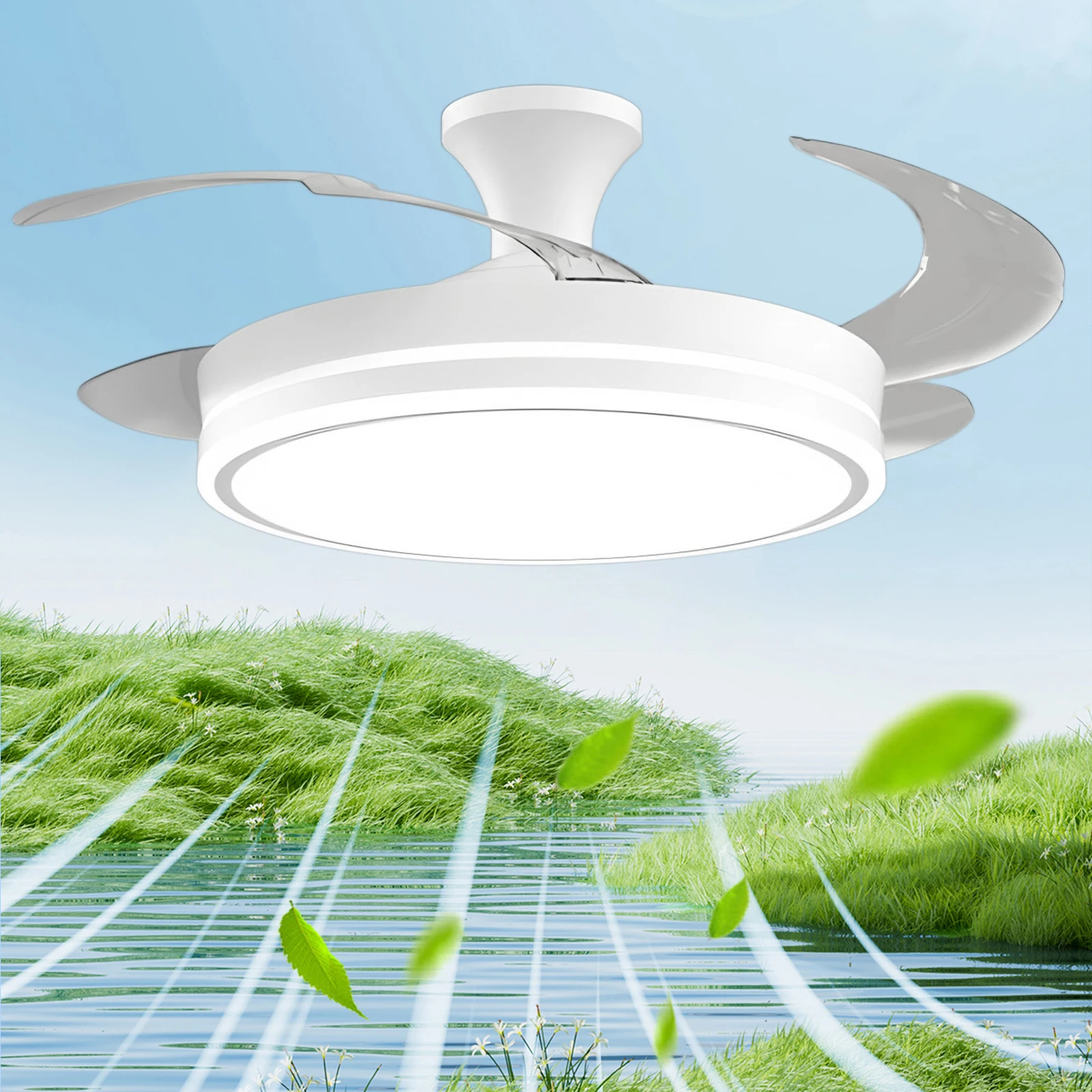 مروحة سقف جيلينا مع لايت هوم سمارت 6 سرعات ​ ​ التحكم عن بعد LED مصباح مروحة السقف الإضاءة الصامتة لمروحة الغرفة الكهربائية