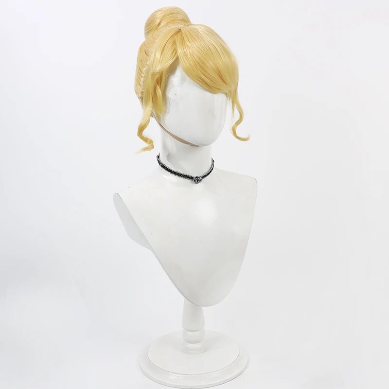Parrucca da principessa per parrucche cosplay da principessa per adulti Parrucche bionde con panini Capelli da principessa Updo Gioco di ruolo Costume di Halloween