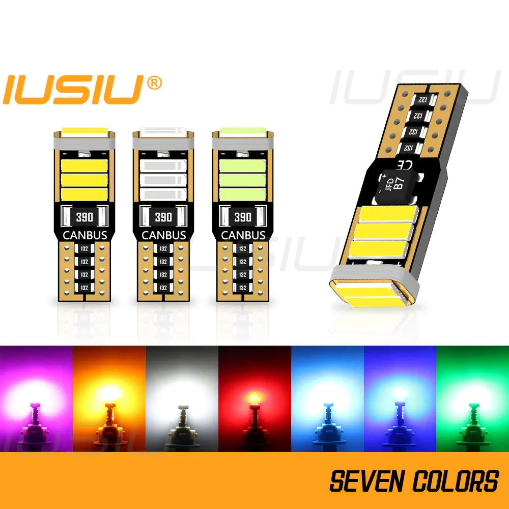 

IUSIU 10PCS W5W WY5W T10 Led Super Bright 194 168 8SMD 7020 Auto Side Marker License Plate Interior Signal Tail Parking Light