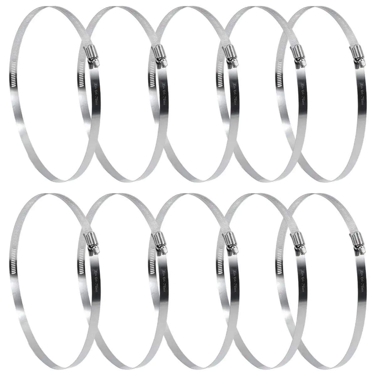 A45I 8 Inch Stainless Steel Hose Clamps, Worm Gear Duct Clamps Adjustable 194-216mm - Pack of 10