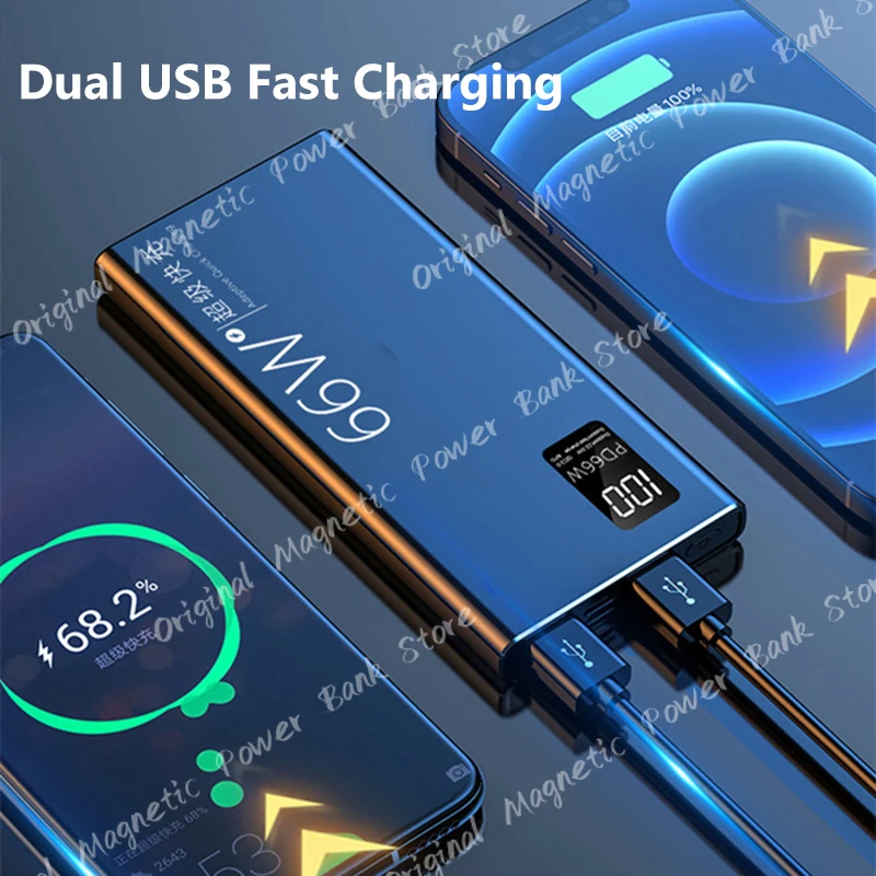 Original Brand 66W 30000mAh Fast Charger Power Bank Portable Battery Charger USB Two-way Fast Charging for iPhone Xiaomi Samsung