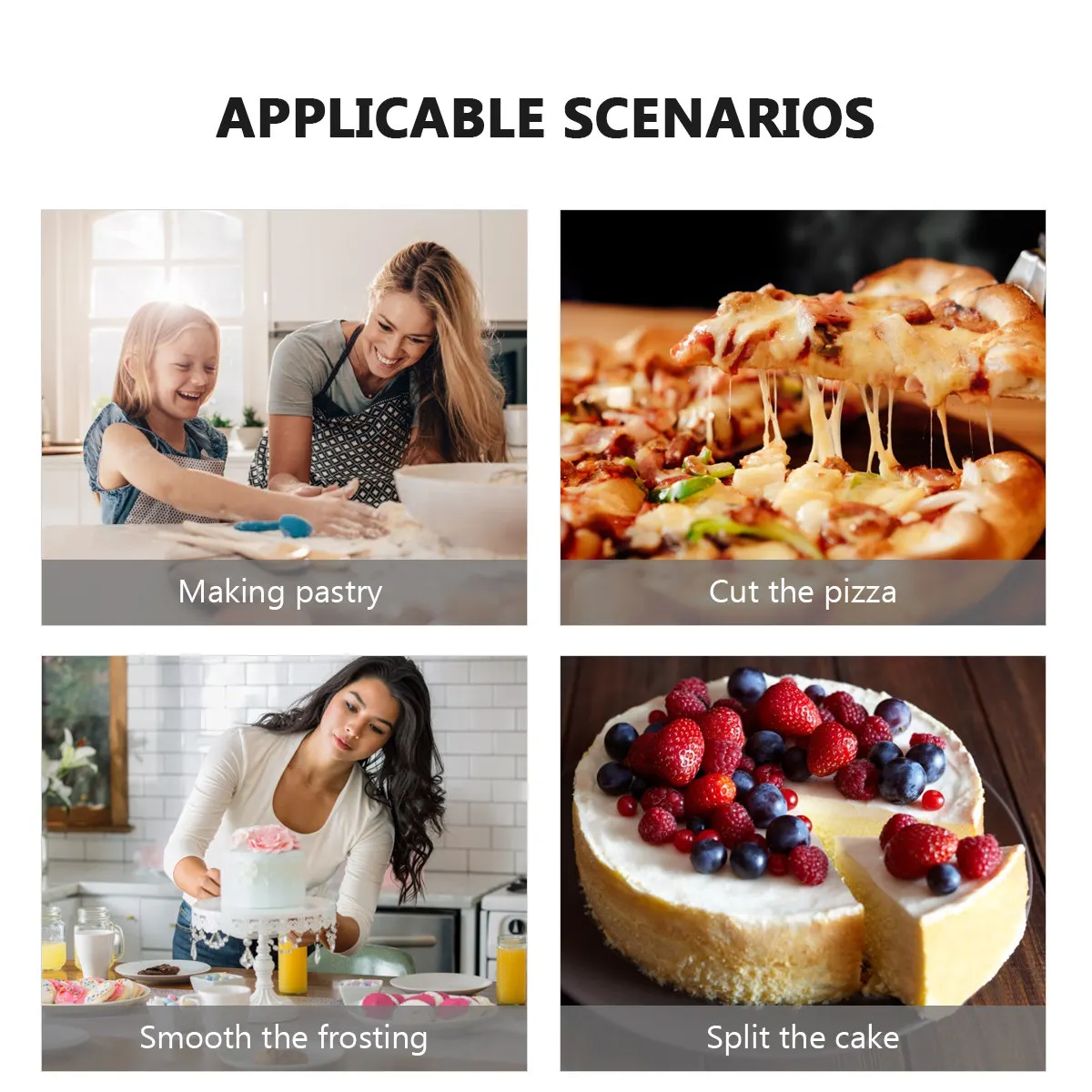 Juego de 3 Utensilios para Hornear: Raspador de Masa con Borde de Cuchara para Agregar Levadura en Polvo y Harina, Herramienta de Cocina, Cortador de Pan de Plástico