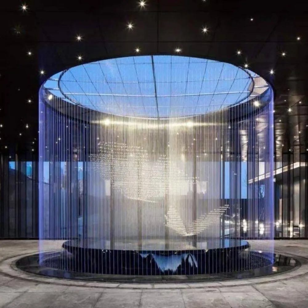 Cortina d'acqua in fibra ottica nylon pull line water landscape waterfall