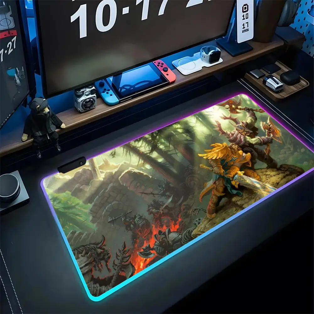 

World Of Warcraft Mouse Pad Gaming Rgb Mousepad Backlit Cool Keyboard Gamer Girl Xxl Laptop Mat Table Pads Deskpad