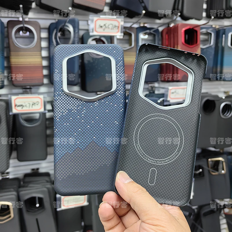 

ZXKE True fiber Case for Honor Magic7RSR, Embedded Iron Sheet, Magnetic Car Support, Magsafe 600D Aramid Fiber Shell