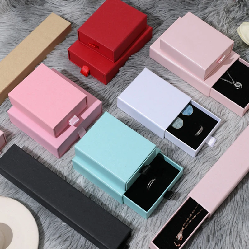 

Jewelry Storage Packaging Box Ring Bracelet Paper Boxes Multi Size Set Jewelry Organizer Earring Pendant Jewelry Drawer Case