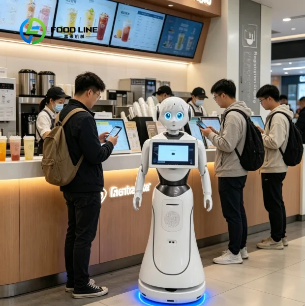 Custom AI Customer Service Reception Robot with Interactive Touchscreen and Voice Recognition for Hotel Office Retail Store